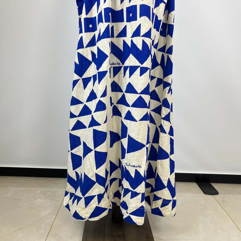 NWOT Farm Rio Linen-Blend Pitta Tiles Off-White One Shoulder Maxi Dress Size S - Picture 9 of 15
